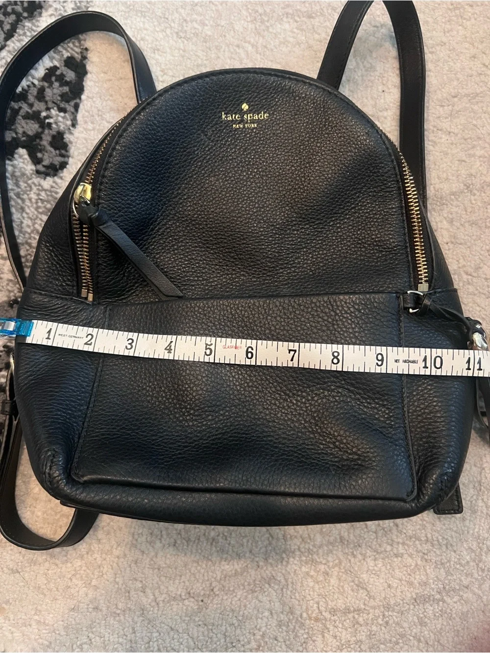 Kate Spade Pebbled Leather Mini Backpack 11x11 Black & Gold